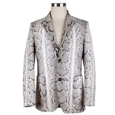 Casual Snakeskin Jacket, Genuine Python Skin Jacket for Men