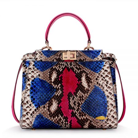 Designer Snakeskin Top Handle Handbag, Snakeskin Crossbody Bag