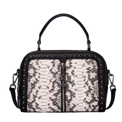 Snakeskin Handbag, Python Top-Handle Purse, Crossbody Bag