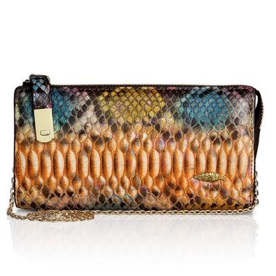 Womens Evening Snakeskin Clutch Purse, Python Skin Cross Body Bag