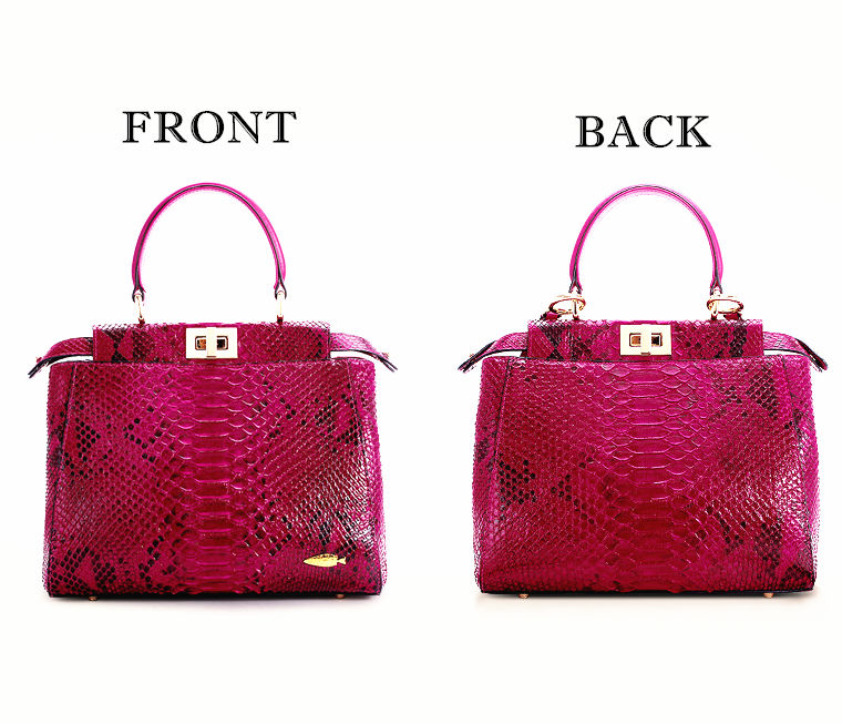 Designer Snakeskin Top Handle Handbag, Snakeskin Crossbody Bag-Red-1