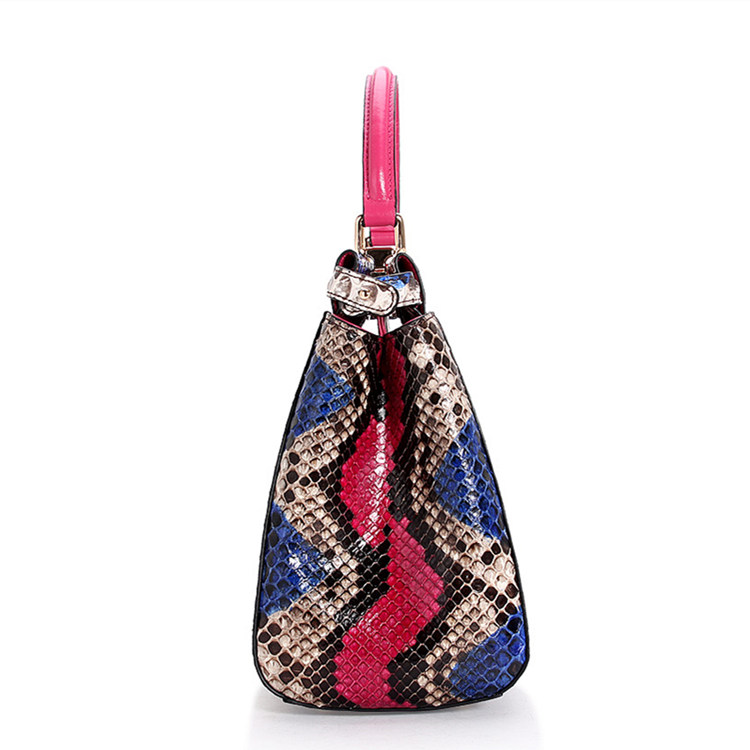Designer Snakeskin Top Handle Handbag, Snakeskin Crossbody Bag-Side
