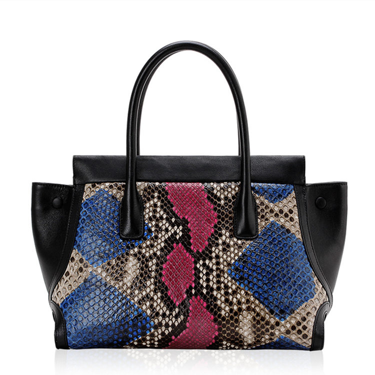 Fashion Snakeskin Handbag, Tote Shoulder Bag-Back