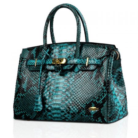 Luxury Genuine Snakeskin Handbag for Women-Side