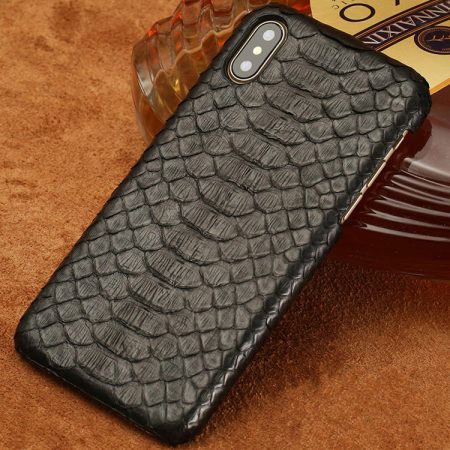Snakeskin iPhone x Case, Python Skin Snap-on Case for iPhone X-Black