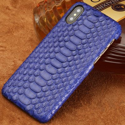 Snakeskin iPhone x Case, Python Skin Snap-on Case for iPhone X-Blue