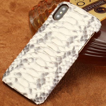 Snakeskin iPhone x Case, Python Skin Snap-on Case for iPhone X-White