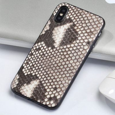 Snakeskin iPhone x Case, Python Skin iPhone X Case with Full Soft TPU Edge-White