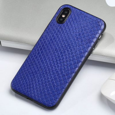 Snakeskin iPhone x Case, Python Skin iPhone X Case with Full Soft TPU Edges-Blue